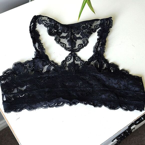 Avidlove Size Large Black Lace Sheer Halter Bralette - Picture 5 of 10